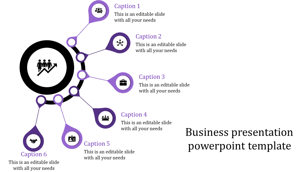 Best Business PowerPoint Templates With Six Nodes Slide